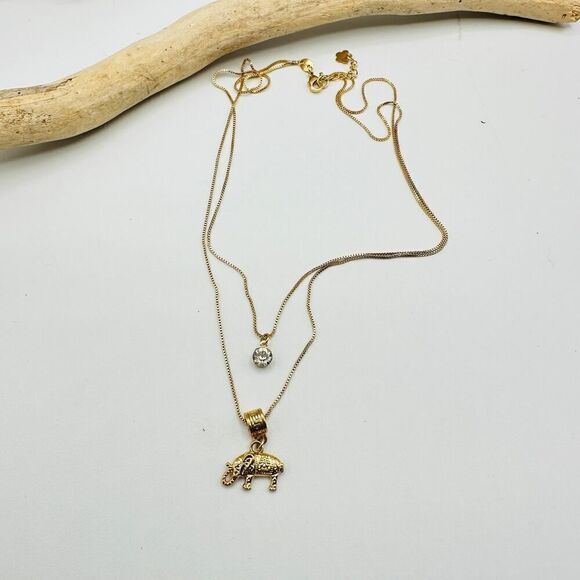Elephant Layered Gold Necklace Ray Jewelry - Picture 2 of 5